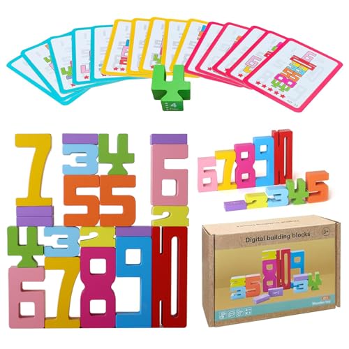 Holz Zahlenbausteine Wooden Number Building Blocks Holz Zahlenblock Spielzeug Set Für Kinder Montessori Spielzeug Ab 3 Jahre Bunte Zahlen Holzbausteine Pädagogisches Lernspielzeug Geschenke Für Kinder von BONGSHAKALAKA