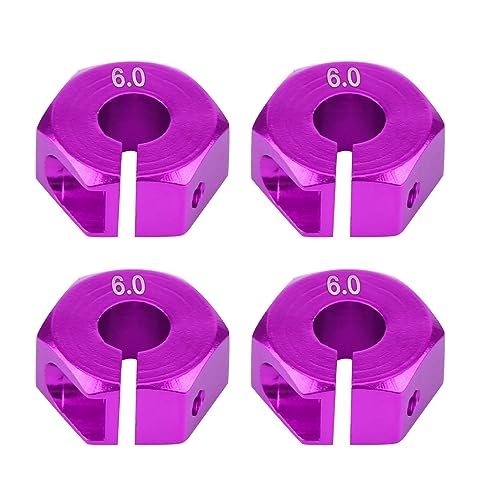 BONKZEBU 12-mm-Universal-Rad-Sechskant-Nabenadapter HSP Maßstab 1:10 RC-Car-Rad-Sechskant-Upgrade-Zubehör (6,0 mm lila) von BONKZEBU