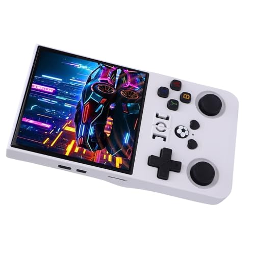 BONKZEBU Handheld Game Console Retro Gaming -Gerät in 18000 Spielen 4 -Zoll -HD -Bildschirm 4000 -mAh Batterie RK3326 Chip Tragbares Pocket Game Console White für Reise und (64g) von BONKZEBU