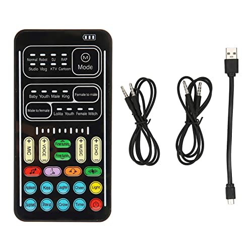 BONKZEBU Voice Changer Sound Card Tragbare Multifunktionale 8 Soundeffekte 10 Level -Feinabstimmung für Online -Gaming Live -Streaming -PC -Mobiltelefon (I9 English Edition) von BONKZEBU
