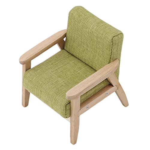 Puppenhaus Miniatursofa, Stoff Sessel Lebensechter Modellierung Eins Dollhouse Möbel für Wohnzimmer (Grasgrün) von BONKZEBU