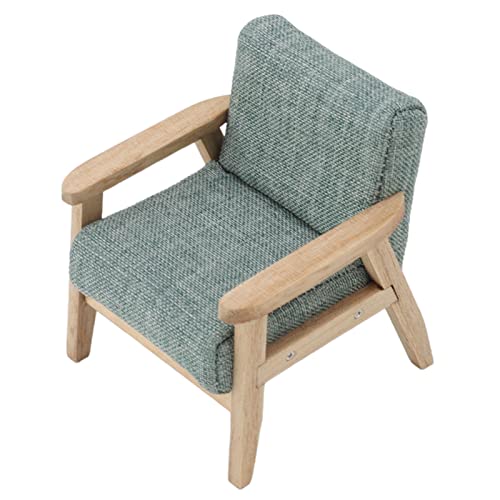 Puppenhaus Miniatursofa, Stoff Sessel Lebensechter Modellierung Eins Dollhouse Möbel für Wohnzimmer (Grau grün) von BONKZEBU