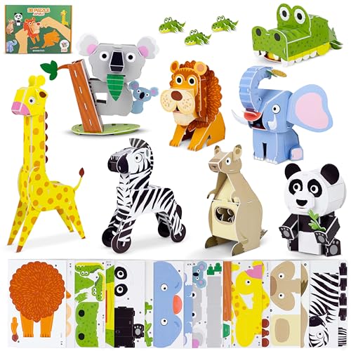 3D Puzzle Kinder Spielzeug Paket 8 - BONNYCO | Puzzle 3D Tieren Lernspielzeug, Geschenke für Kinder und Mädchen, Mädchen Spielzeug Jungen, Geschenke für Jungs | 3D- Puzzle Geburtstag Weihnachten von BONNYCO