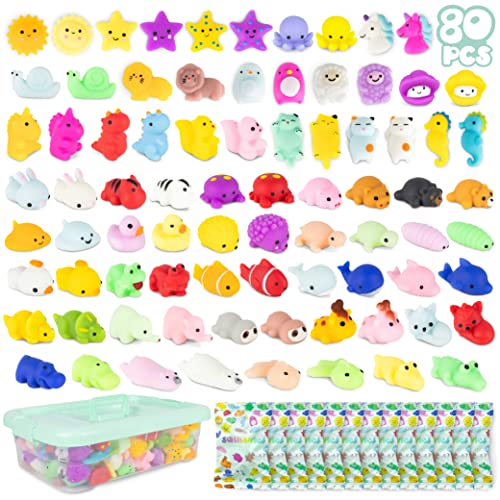 Mochi Squishy Set Mitgebsel Kindergeburtstag Gastgeschenke 80 Stück - BONNYCO | Kleine Geschenke für Kinder, Mitbringsel Kindergeburtstag Gastgeschenk, Pinata Füllung | Give Aways Einschulung Set von BONNYCO