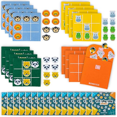 BONNYCO Tic Tac Toe Tiere Mitgebsel Kindergeburtstag Gastgeschenke 16 Stück Tik Tak Toe Kleine Geschenke für Kinder Give Aways Kindergeburtstag Mitgebsel Set, Pinata Füllung Mini Spielzeug Schüler von BONNYCO