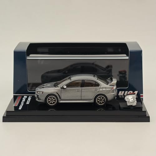 Hobby Japan 1/64 Evolution X Final Edition mit Motor-Display, Modell Titanium Gray (M) HJ642053AGM Druckguss-Auto-Kollektion von BOOGAA