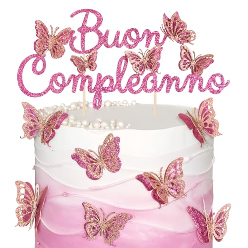 BOOMTOP 13pcs Italienisch Buon Compleanno Cake Topper Geburtstag Kuchen Deko Schleife Happy Birthday Tortendeko Kuchen Topper Rosa Lila BOOMTOP 13pcs Italienisch Buon Compleanno Cake Topper Geburtstag Kuchen Deko Schleife Happy Birthday Tortendeko Kuchen Topper Rosa Lila von BOOMTOP