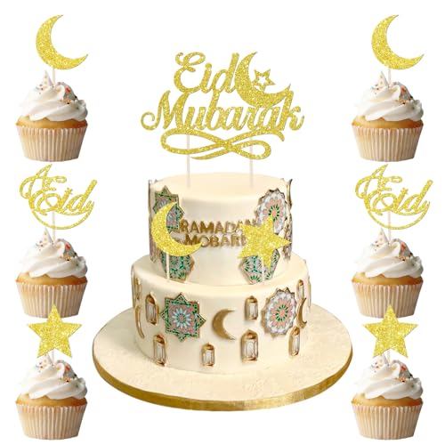 BOOMTOP 22pcs Eid Mubarak Cake Topper Ramadan Kuchen Deko Gold Glitzer Torten Topper Mond Sterne Cupcake Topper Muslimischen Kuchendekoration Tortenaufsatz BOOMTOP 22pcs Eid Mubarak Cake Topper Ramadan Kuchen Deko Gold Glitzer Torten Topper Mond Sterne Cupcake Topper Muslimischen Kuchendekoration Tortenaufsatz von BOOMTOP