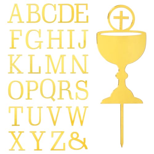 BOOMTOP 28 Stück Cake Topper Kommunion Personalisiert Kuchen Deko Kelch Acryl Buchstaben Kuchen Topper Gold Torten Deko Großbuchstaben A-Z Tortenaufsatz für Taufe Konfirmation Erstkommunion Babyparty BOOMTOP 28 Stück Cake Topper Kommunion Personalisiert Kuchen Deko Kelch Acryl Buchstaben Kuchen Topper Gold Torten Deko Großbuchstaben A-Z Tortenaufsatz für Taufe Konfirmation Erstkommunion Babyparty von BOOMTOP