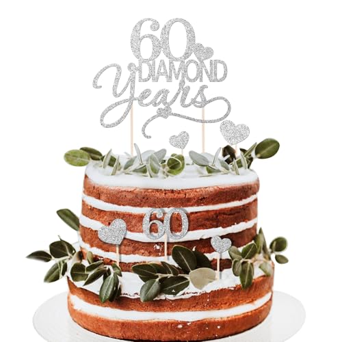 BOOMTOP 7 Stück Tortendeko Diamantene Hochzeit 60 Jahre Cake Topper 60 Diamond Years Kuchendeko Silber Glitzer 60 Jahrestag Geburtstag Torten Topper Tortenstecker Hochzeitstorte Jubiläum Dekoration BOOMTOP 7 Stück Tortendeko Diamantene Hochzeit 60 Jahre Cake Topper 60 Diamond Years Kuchendeko Silber Glitzer 60 Jahrestag Geburtstag Torten Topper Tortenstecker Hochzeitstorte Jubiläum Dekoration von BOOMTOP