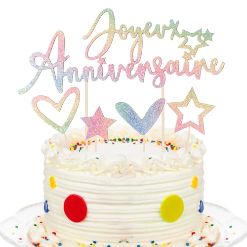 BOOMTOP 9pcs Französisch Cake Topper Joyeux Anniversaire Torten Deko Kuchentopper Tortenstecker Bunt BOOMTOP 9pcs Französisch Cake Topper Joyeux Anniversaire Torten Deko Kuchentopper Tortenstecker Bunt von BOOMTOP