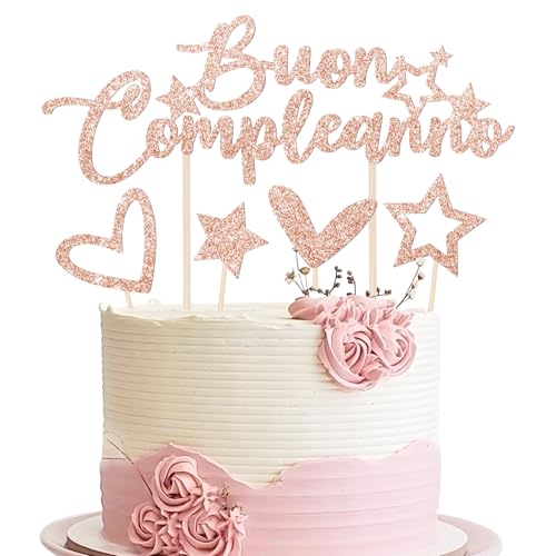 BOOMTOP 9pcs Italienisch Buon Compleanno Tortendeko Cake Topper Kuchendeko Geburtstag Rosegold Geburtstagstorte Topper BOOMTOP 9pcs Italienisch Buon Compleanno Tortendeko Cake Topper Kuchendeko Geburtstag Rosegold Geburtstagstorte Topper von BOOMTOP