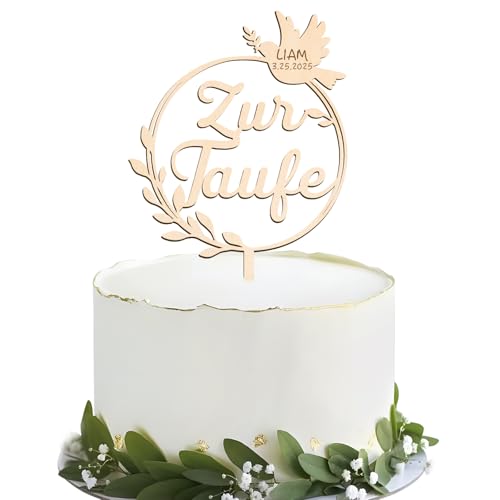 BOOMTOP Cake Topper Zur Taufe Personalisiert Name Tortendeko Holz Taufe Kommunion Taube Kuchen Cupcake Topper Kuchendekoration zum Beschriften Kuchenstecker Kuchenaufsatz 24x14cm BOOMTOP Cake Topper Zur Taufe Personalisiert Name Tortendeko Holz Taufe Kommunion Taube Kuchen Cupcake Topper Kuchendekoration zum Beschriften Kuchenstecker Kuchenaufsatz 24x14cm von BOOMTOP