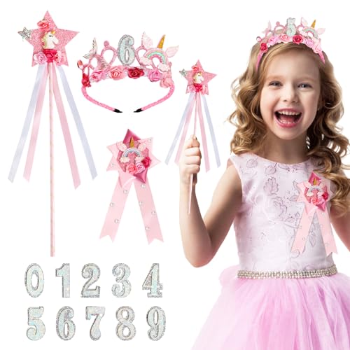 BOOMTOP Geburtstag Krone Mädchen Haarreif Geburtstagskrone Kinder Baby Prinzessin Tiara mit 0-9 Zahlen Glitzer Einhörner Zauberstaub Brosche 3 Teiliges Set Rosa für 1 2 3 4 Jahre BOOMTOP Geburtstag Krone Mädchen Haarreif Geburtstagskrone Kinder Baby Prinzessin Tiara mit 0-9 Zahlen Glitzer Einhörner Zauberstaub Brosche 3 Teiliges Set Rosa für 1 2 3 4 Jahre von BOOMTOP