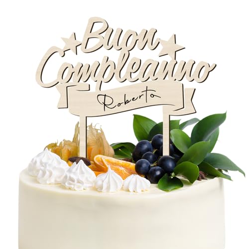 BOOMTOP Italienisch Cake Topper Buon compleanno Tortendeko Holz Geburtstag Cupcake Topper Kuchendekoration BOOMTOP Italienisch Cake Topper Buon compleanno Tortendeko Holz Geburtstag Cupcake Topper Kuchendekoration von BOOMTOP