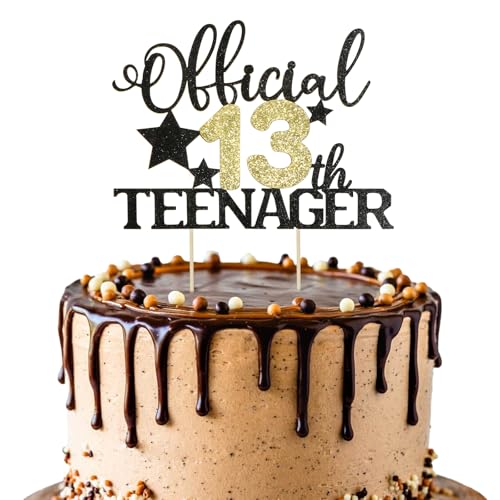 BOOMTOP Offiziell Teenager 13 Cake Topper 13 Geburtstag Jungen Mädchen Deko Glitzer Cupcake Toppers Official Teenager 13 Geburtstag Kuchen Dekoration 13 Jahre Geburtstagstorte Deko Gold Schwarz BOOMTOP Offiziell Teenager 13 Cake Topper 13 Geburtstag Jungen Mädchen Deko Glitzer Cupcake Toppers Official Teenager 13 Geburtstag Kuchen Dekoration 13 Jahre Geburtstagstorte Deko Gold Schwarz von BOOMTOP