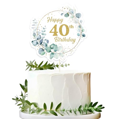 BOOMTOP Torten Deko 40 Geburtstag Happy 40th Birthday Eukalyptus Alles Gute zum Geburtstag 40 Jahre Gold Tortendeko Cake Topper Kuchen Topper Kuchendeko 40 Geburstagstorte Deko Männer Frauen BOOMTOP Torten Deko 40 Geburtstag Happy 40th Birthday Eukalyptus Alles Gute zum Geburtstag 40 Jahre Gold Tortendeko Cake Topper Kuchen Topper Kuchendeko 40 Geburstagstorte Deko Männer Frauen von BOOMTOP