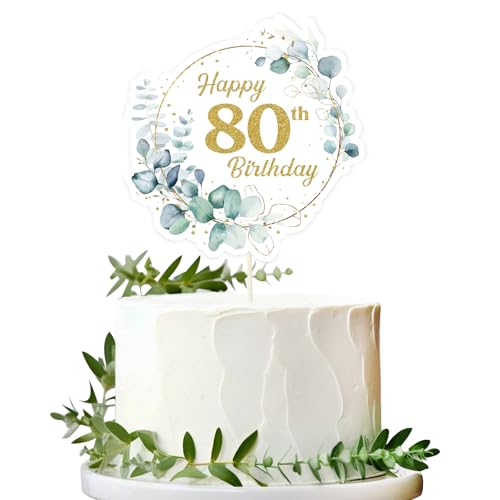 BOOMTOP Torten Deko 80 Geburtstag Happy 80th Birthday Eukalyptus Alles Gute zum Geburtstag 80 Jahre Gold Tortendeko Cake Topper Kuchen Topper Kuchendeko 80 Geburstagstorte Deko Männer Frauen BOOMTOP Torten Deko 80 Geburtstag Happy 80th Birthday Eukalyptus Alles Gute zum Geburtstag 80 Jahre Gold Tortendeko Cake Topper Kuchen Topper Kuchendeko 80 Geburstagstorte Deko Männer Frauen von BOOMTOP