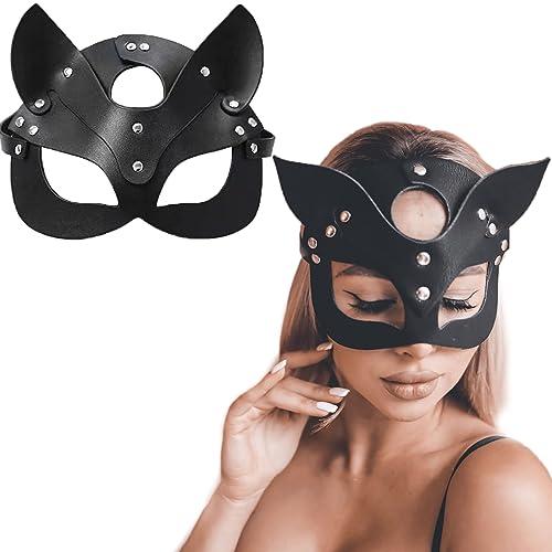 BOOSHMall Catwoman Maske, Katze Maske Damen, Halbgesicht Katze Leder, Schwarze Leder Catwoman Maske, Cosplay Maske für Halloween Party, Maskerade Fasching Karneval BOOSHMall Catwoman Maske, Katze Maske Damen, Halbgesicht Katze Leder, Schwarze Leder Catwoman Maske, Cosplay Maske für Halloween Party, Maskerade Fasching Karneval von BOOSHMall