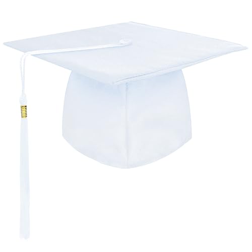 BOOSHMall Doktorhut, Bachelor Hut, Uni Abschluss Hut, Graduation Hat für Universität, Hochschule, Abitur, Weiß von BOOSHMall