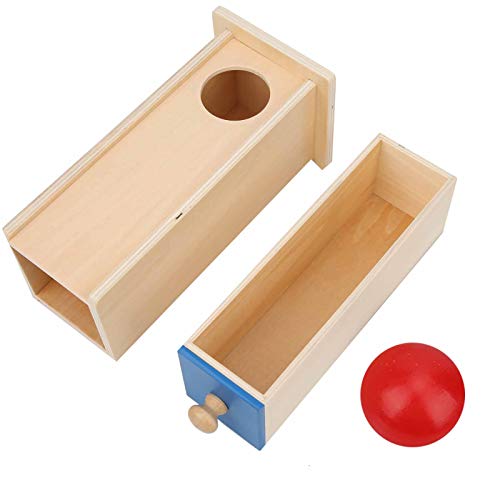 BORDSTRACT Holzball Box, mehrere Stile Optionales Bildungsformspielzeug mit bunten Bällen, Handkoordinationstraining für das frühe Lernen (Kugel rechteckige Schublade) von BORDSTRACT