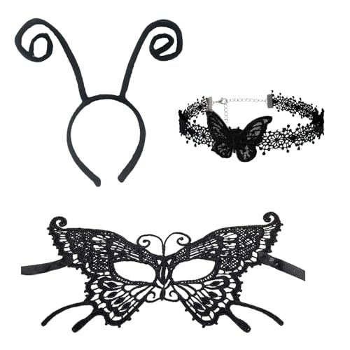 BORFUE 3 Stück Schmetterling Kostüm Zubehör Schmetterling Antenne Stirnband Maske Halskette für Halloween Party Kostüm Set BORFUE 3 Stück Schmetterling Kostüm Zubehör Schmetterling Antenne Stirnband Maske Halskette für Halloween Party Kostüm Set von BORFUE