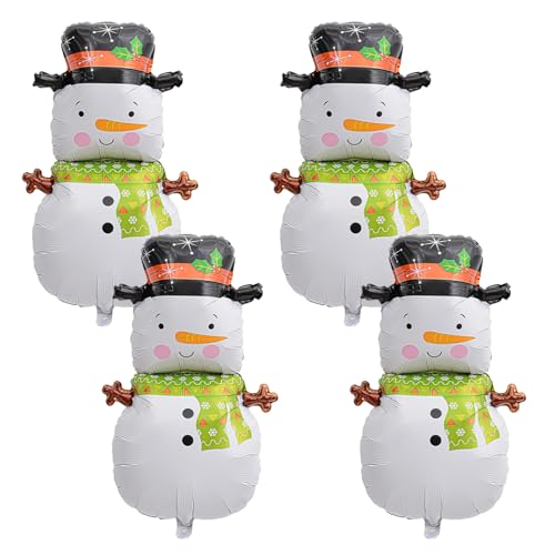 BORFUE 4 Stück Schneemann Weihnachtsballons Schneemann Foliendekorationen für Weihnachten Neujahr Dekor Winter Thema Karneval Party Dekoration von BORFUE