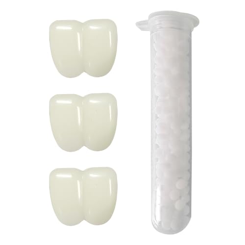 BORFUE 4pcs Fake Buck Teeth with Tooth Repair Kit Big Buck Teeth Caps for Halloween Clown Bunny Witch Cosplay Carnival Costume von BORFUE