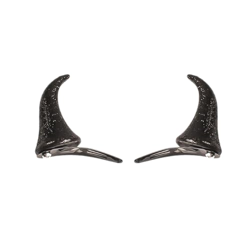 BORFUE Glitzernde Teufelshörner Haarspangen, Dämonen-Kopfschmuck, Halloween, Glitzer, Teufelsohren für Männer, Damen, Kleinkinder, Erwachsene, Halloween, Cosplay (schwarz) von BORFUE