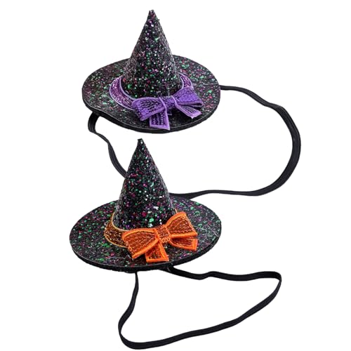 BORFUE Hexenhut-Haarbänder, Mini-Hüte für Kinder und Frauen, Halloween-Party- und Cosplay-Zubehör, 2 Stück von BORFUE