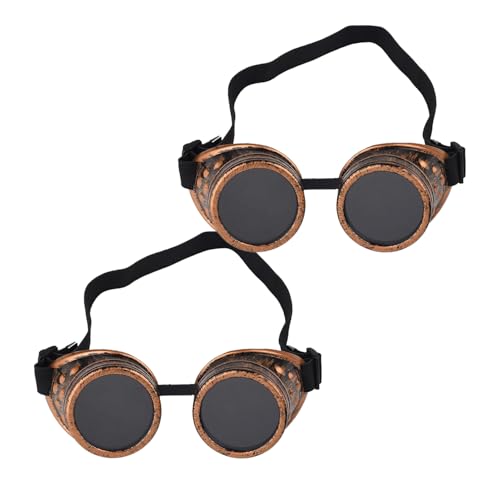 BORFUE Steampunk-Brille, Gothic, Cosplay, Vintage, rustikal, für Männer und Frauen, Halloween-Kostüm-Zubehör, 2 Stück von BORFUE