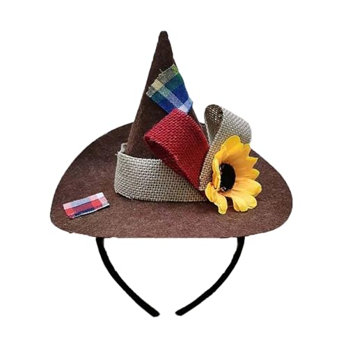 BORFUE Unisex Erwachsene Mini Vogelscheuche Hut auf Stirnband Halloween Vogelscheuche Patchwork Stirnband für Halloween Cosplay BORFUE Unisex Erwachsene Mini Vogelscheuche Hut auf Stirnband Halloween Vogelscheuche Patchwork Stirnband für Halloween Cosplay von BORFUE
