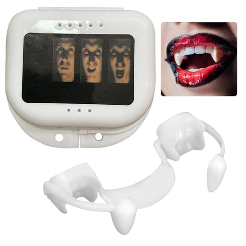 BORFUE Vampirzähne scharfe Zähne Cosplay einziehbare Vampirzähne Halloween Requisiten für Maskerade Mottoparty Cosplay von BORFUE