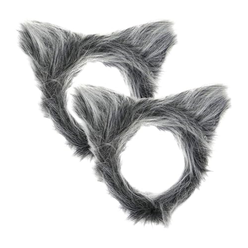 BORFUE Wolfsohren Stirnband Plüsch Grau Wolf Ohren Pelzkostüm für Halloween Party Kostüm Zubehör 2 Stück BORFUE Wolfsohren Stirnband Plüsch Grau Wolf Ohren Pelzkostüm für Halloween Party Kostüm Zubehör 2 Stück von BORFUE