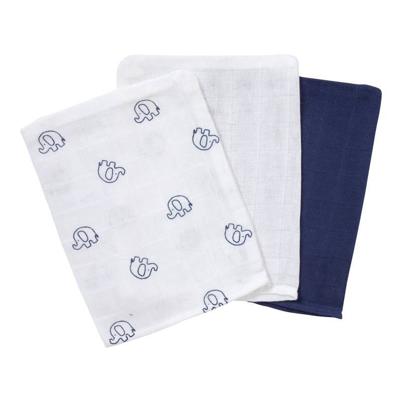 Bornino Lieblinge 3er-Pack Mullwaschlappen 15x20 cm blau von Bornino