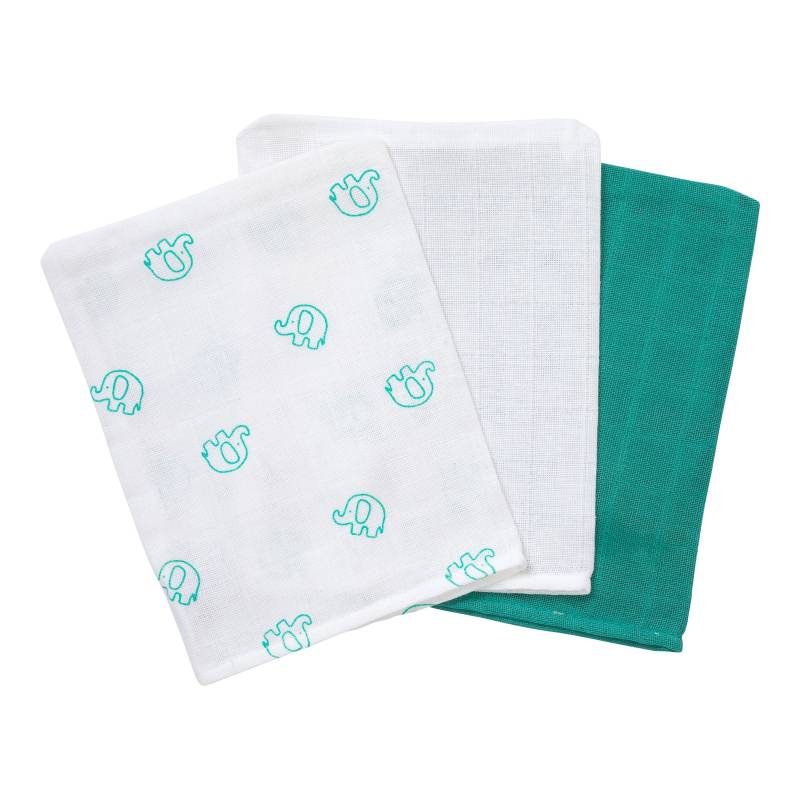 Bornino Lieblinge 3er-Pack Mullwaschlappen 15x20 cm gruen von Bornino
