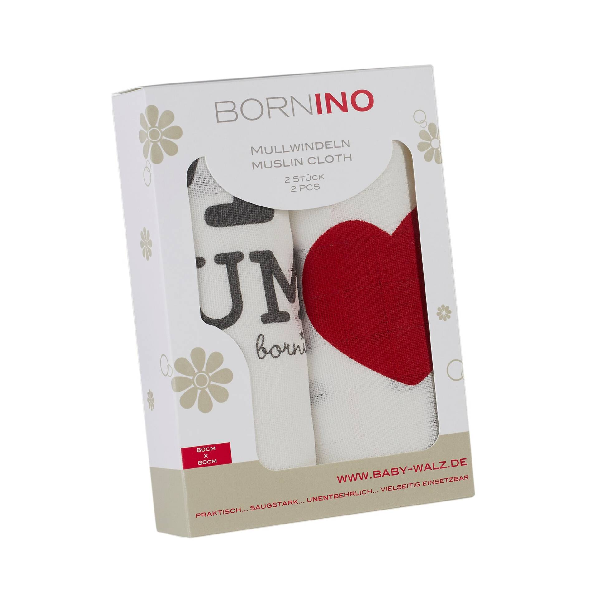 Bornino 2er-Pack Mullwindeln 80x80 cm von Bornino