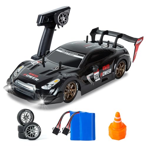 BORSTOYPRO Ferngesteuertes Auto, 1:14 Ferngesteuertes Drift Auto 4WD GT Drifting RC Cars Drifting mit Proportionalgashebel Rennsport Spielzeug für Erwachsene Jungen Kinder (Schwarz) von BORSTOYPRO