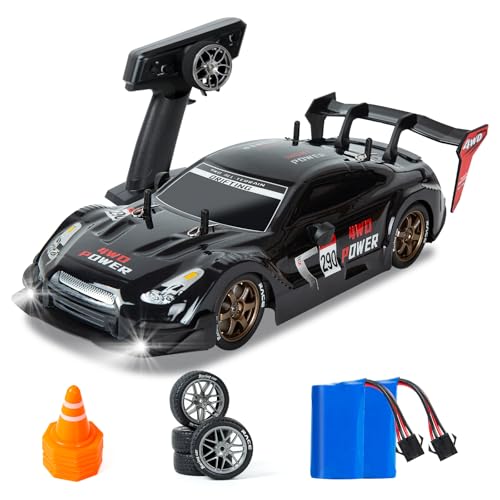 BORSTOYPRO Ferngesteuertes Auto, 1:14 Professionelles Ferngesteuerte Drift Auto mit Proportionaler Lenkung und Gaspedal 4WD GT Drift RC Cars Hobby Klasse Spielzeug für Erwachsene Jungen (Schwarz) von BORSTOYPRO