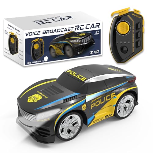 BORSTOYPRO Kinder Ferngesteuertes Polizei Auto mit Mehreren Sprachfunktionen, RC Polizeiauto Car für Jungen mit Sprachsteuerung, Blinklichter, Sirenengeräusche Geschenk für Jungen Mädchen 3 4 5 6 7 8 von BORSTOYPRO