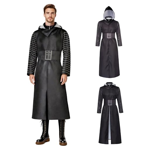BORYQNHO Anakin Enkel Kostüm Battlesuit, Rey Enemy & Friend Ren Tunika-Kostüm, Ritterkostüm, Kapuzenseil für Halloween, Karneval, Comic-con (Schwarz, S) von BORYQNHO