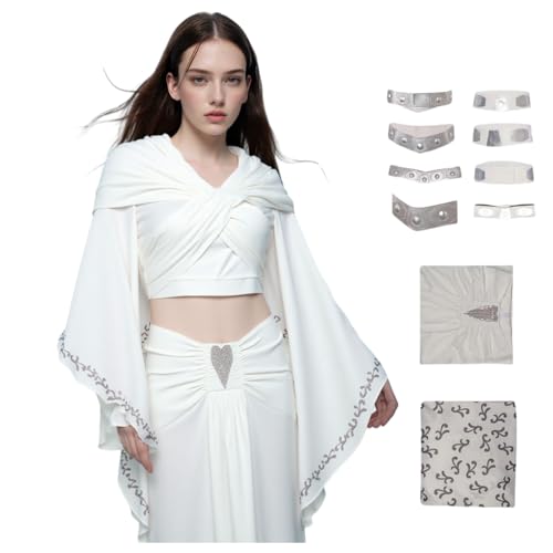 BORYQNHO Padme Amidala-Kostüm, Cosplay, weißes Outfit mit Kapuzenumhang, Top, Damen-Halloween-Kostüm, Verkleidung für Party (Weiß, Größe L) von BORYQNHO