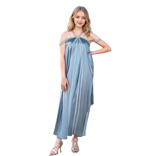 BORYQNHO Padme Amidala Queen Padme Kostüm, Kostüm mit Schulterkette, für Halloween, Karneval, Party (Blau, XS) von BORYQNHO