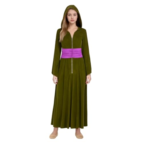 BORYQNHO Padme Kostüm Kleid, Padme Amidala Kostüm Cosplay, grünes Kapuzenkleid mit Gürtel, Damen Halloween-Kostüme für Party (Grün, XS) von BORYQNHO
