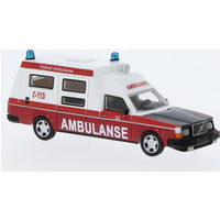 BOS 87717 1:87 / H0 Volvo 265 Ambulance Norway weiss rot, 1985 von BOS