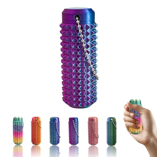 BOSENIYU Hard Spiky Grippe Stim sensorischer Schlüsselanhänger, tragbar, lebendige Farben, Stim-Werkzeug für Angst- und Stressabbau (Blau/Lila) von BOSENIYU