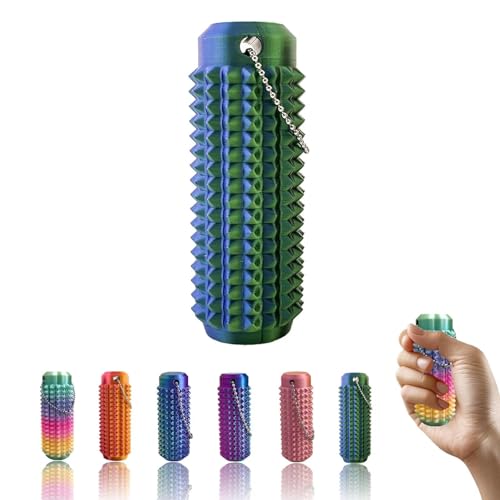 BOSENIYU Hard Spiky Grippe Stim sensorischer Schlüsselanhänger, tragbar, lebendige Farben, Stim-Werkzeug für Angst- und Stressabbau (Grün) von BOSENIYU