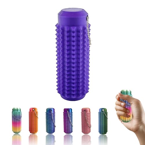 BOSENIYU Hard Spiky Grippe Stim sensorischer Schlüsselanhänger, tragbar, lebendige Farben, Stim-Werkzeug für Angst- und Stressabbau (Lila) von BOSENIYU
