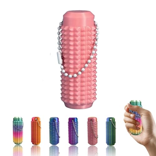 BOSENIYU Hard Spiky Grippe Stim sensorischer Schlüsselanhänger, tragbar, lebendige Farben, Stim-Werkzeug für Angst- und Stressabbau (Rosa) von BOSENIYU