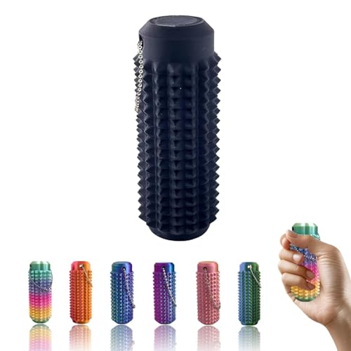BOSENIYU Hard Spiky Grippe Stim sensorischer Schlüsselanhänger, tragbar, lebendige Farben, Stim-Werkzeug für Angst- und Stressabbau (Schwarz) von BOSENIYU